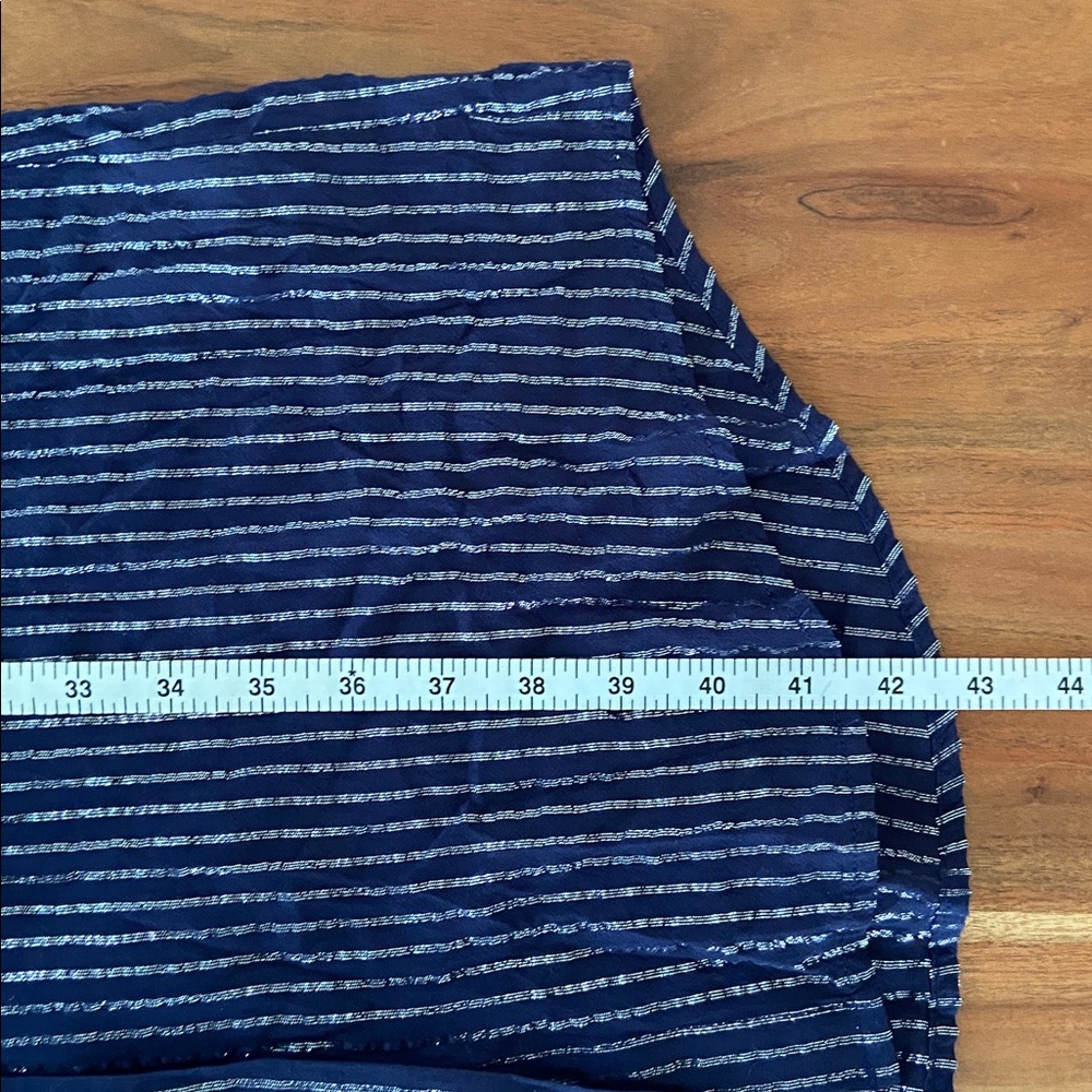 Wildfang Empower Pinstripe midi shirt dress blue silver stripe short sleeve M - Picture 16 of 16